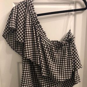 BP One Shoulder Gingham Tank